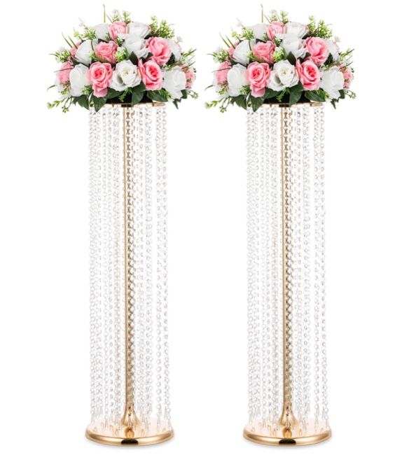 Set of (2) 40” crystal strand centerpieces