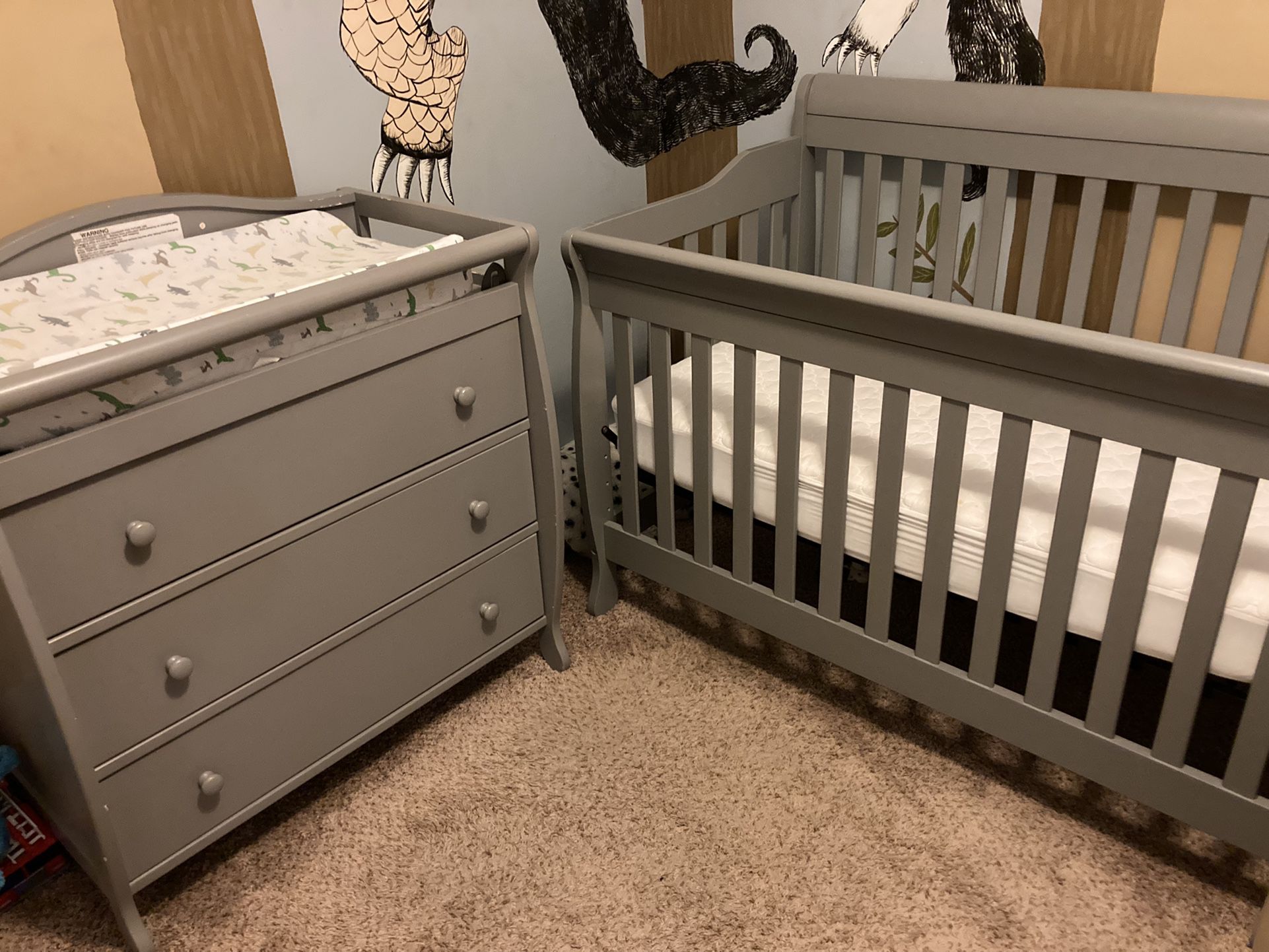 Crib, Dresser w/ Changing Table, Leather Recliner