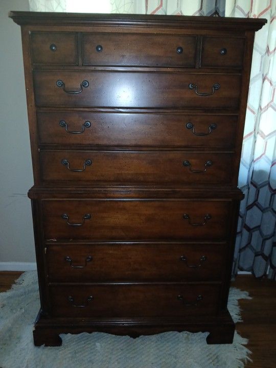 Tall Wooden 7 Drawer Dresser