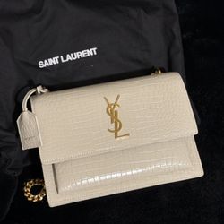 ✨SAINT LAUREN SUNSET MEDIUM BAG IN CROCODILE-EMBOSSED LEATHER – Excellent Condition ✨