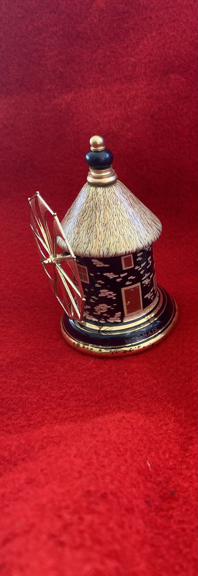 Vintage Black Made In Greece Greek 24k Gold Ceramic Oil/Perfume Windmill Collectibles (Read Description) (3 available)