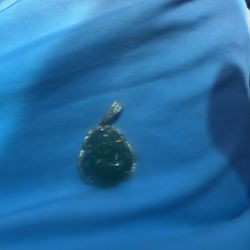 Iced Green Jade Laughing Buddha Pendant - Genuine Diamonds