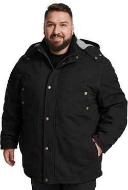 Men's Black Parka with Faux Fur Lined Hood Size 4X