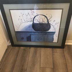 Glass Covered, Framed,  Basket Picture   36”x31”   No knicks, No Scratches!  $40