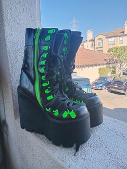 Neon Green Platform Boots