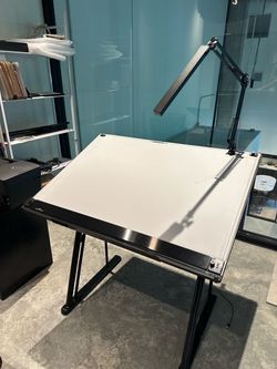 Drafting Table with Adjustable Height & Arm Lamp