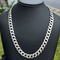 Jewelry .925 sterling silver Curb link chain necklace 28.00” 12.00mm