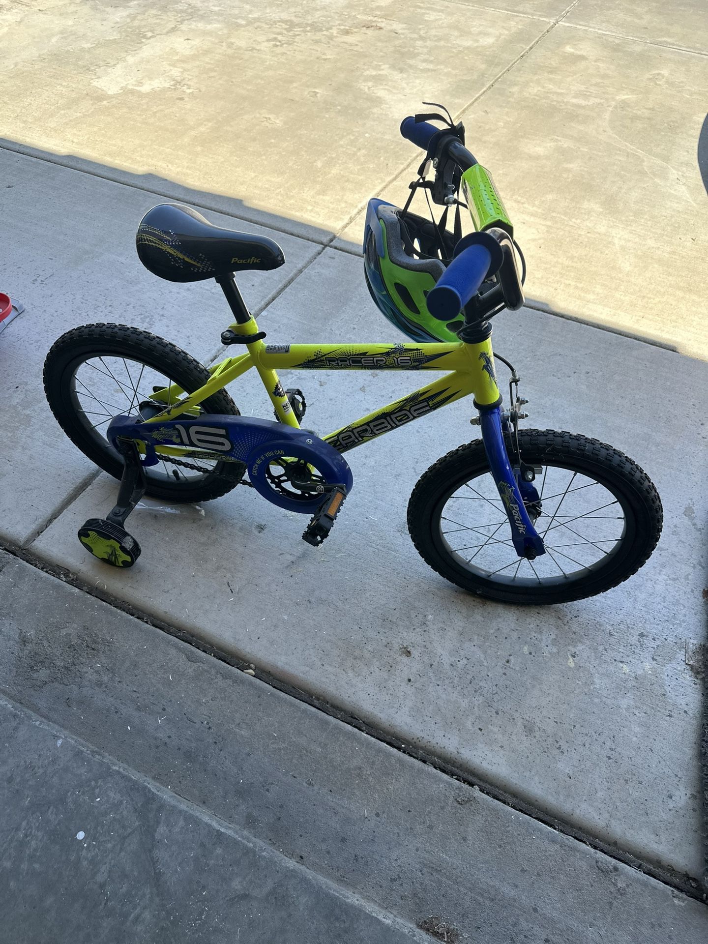 Bike with Training Wheels And Helmet