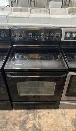 GE Electric Stove Black Glass Top