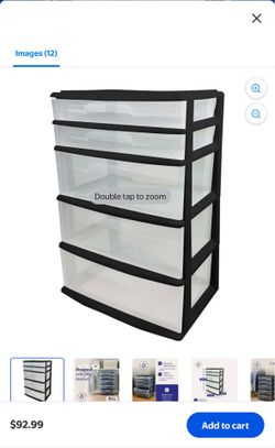 Homz 5-Drawer Plastic Bedroom & Closet Organizer Storage, Clear/BlackFrame