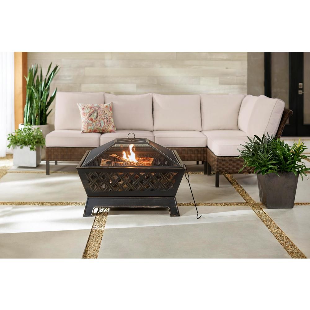 Hampton Bay Tipton 34 in. Steel Deep Bowl Fire Pit in Oil Rubbed Bronze