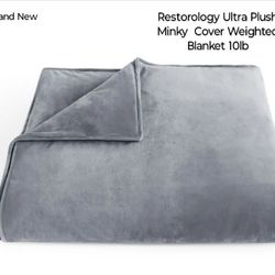 Brand New  Restorology Weighted Blanket - Ultra Plush Blanket 10 lbs 48" x 72" Twin (Gray)