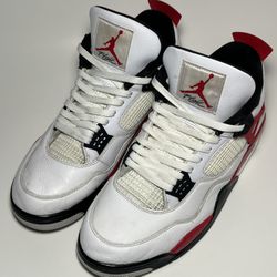 Air Jordan 4 Retro White/Fire Red-Black DH6927-161 Men's Size 13