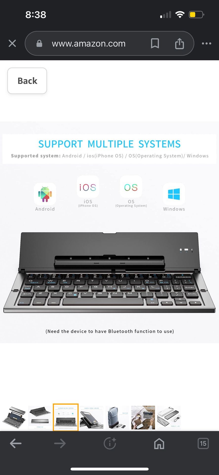 New Foldable Keyboard, Portable Bluetooth Wireless Keyboard with Stand Holder, Rechargeable Full Size Ultra Slim Folding Keyboard Compatible iOS Andro