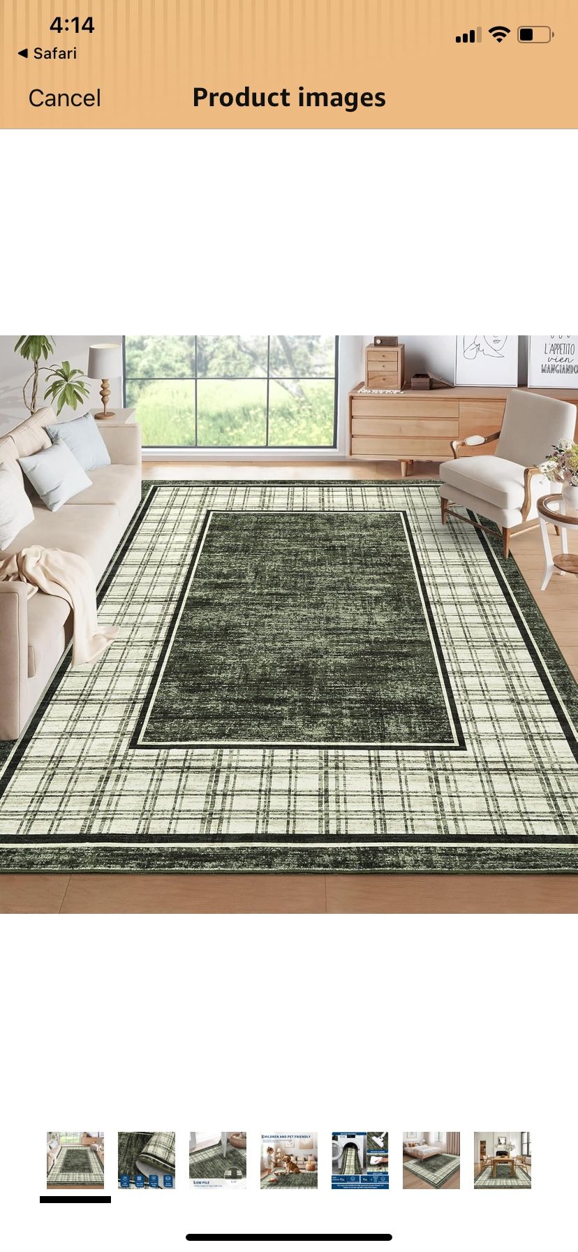 GarveeHome Washable Rugs for Living Room 9x12 Ultra Soft Non-Slip Checkered Rug, Modern Low Pile Stain Resistant Accent Rug for Living Room, Bedroom &