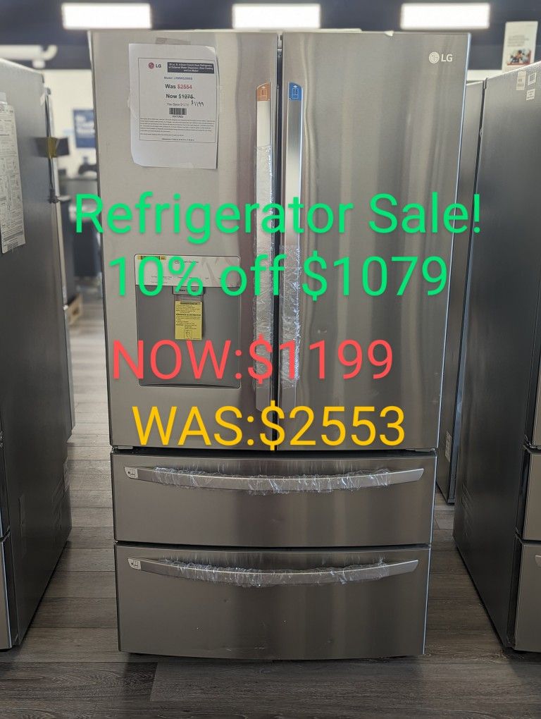 29cu French Door Refrigerator with External Water Dispenser. Double Drawer Bottom Freezer 