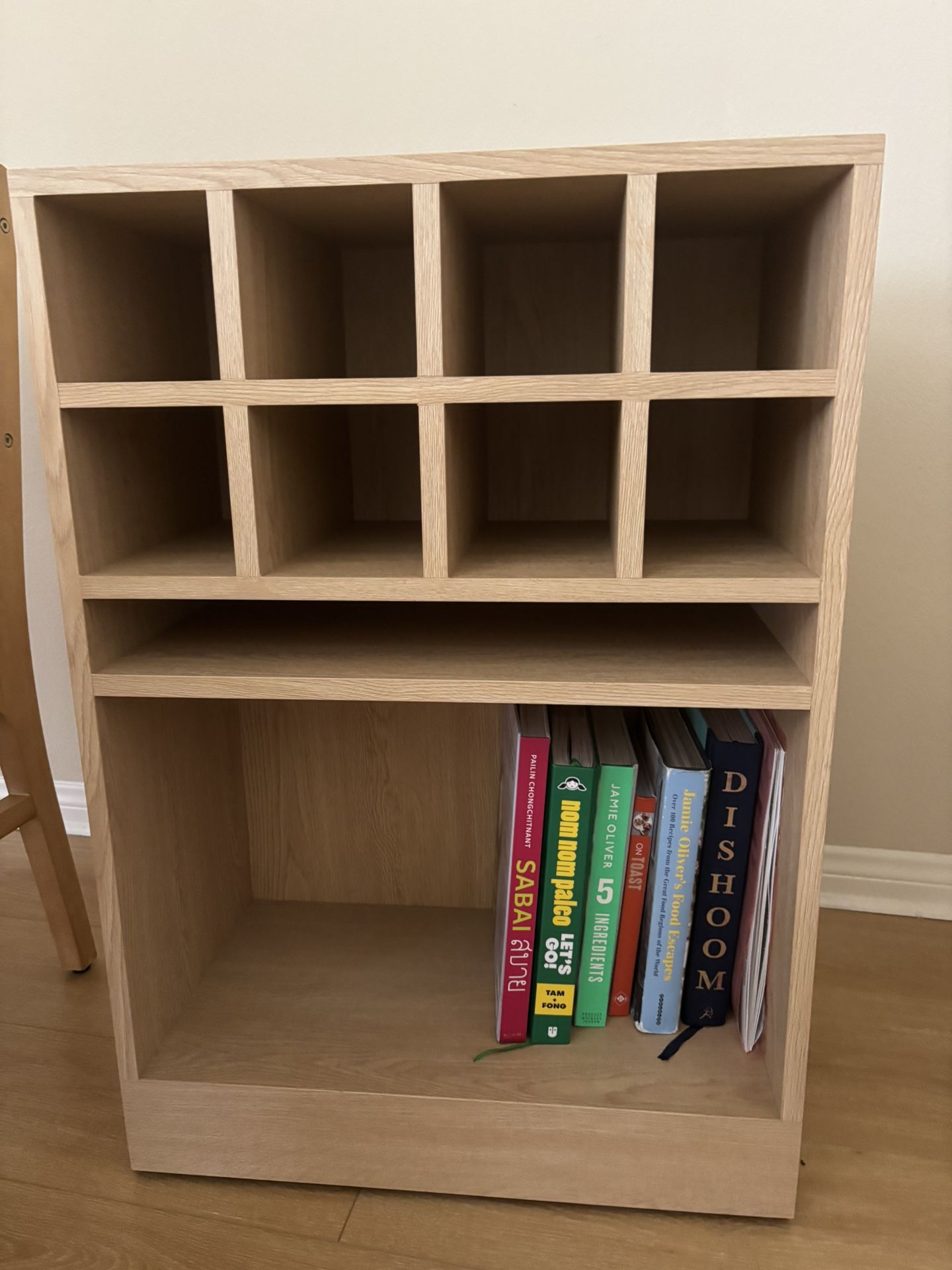 Light Wood Wine & Storage Rack (with Hidden Wheels)
