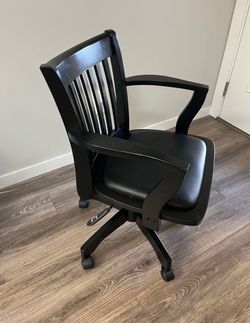 Black Wood Office/Desk/Den Swivel Banker’s Chair