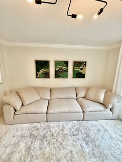 Restoration Hardware beige luxe cloud couch. Sectional, 3 pieces, modular. RH sofa
