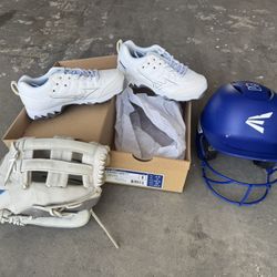 EASTON Glove & Helmet  & New 6.5 Mizuno Cleats