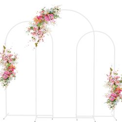 Wokceer Wedding Arch Backdrop Stand 7.2FT, 6.6FT, 6FT Set of 3 White Metal Wedding Arch Stand for Wedding Ceremony Baby Shower Birthday Party Garden F