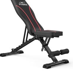FLYBIRD Adjustable Bench,Utility Weight Bench for Full Body Workout- Multi-Purpose Foldable Incline Bench (Black)