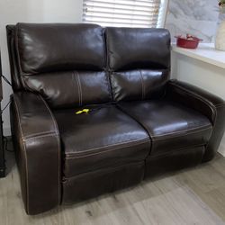 Leather Electric Recliner Loveseat 
