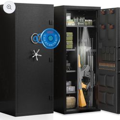 15-20 Gun Safe, Large Fingerprint Gun Safe for Pistols, Unassembled Gun Cabinet with Adjustable Shelf & Gun Rack, Gun Safe for Home and Shotgun, Gun C