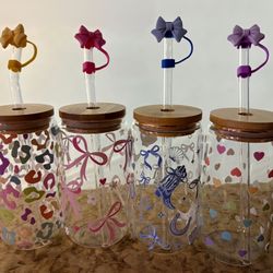 Glass Cups With Straws