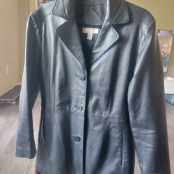 Worthington Women's Leather Jacket/Coat Black Size Petite Medium Blazer Mob Wife

Sz L