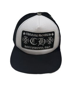 Chrome Hearts Hollywood USA Black White Logo Colorblock Adjustable Trucker Hat