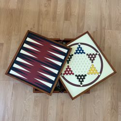 Beautiful Wooden Board Game Set With Several Games 