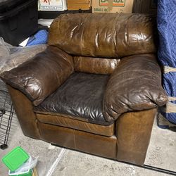 Brown Leather Couch And Chair $500