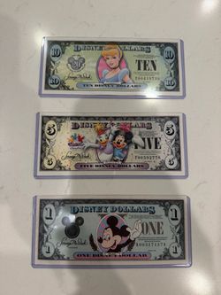 Disneyland Dollars $1 $5 and $10 bills
