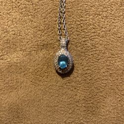 Blue Topaz & CZ Pendant 