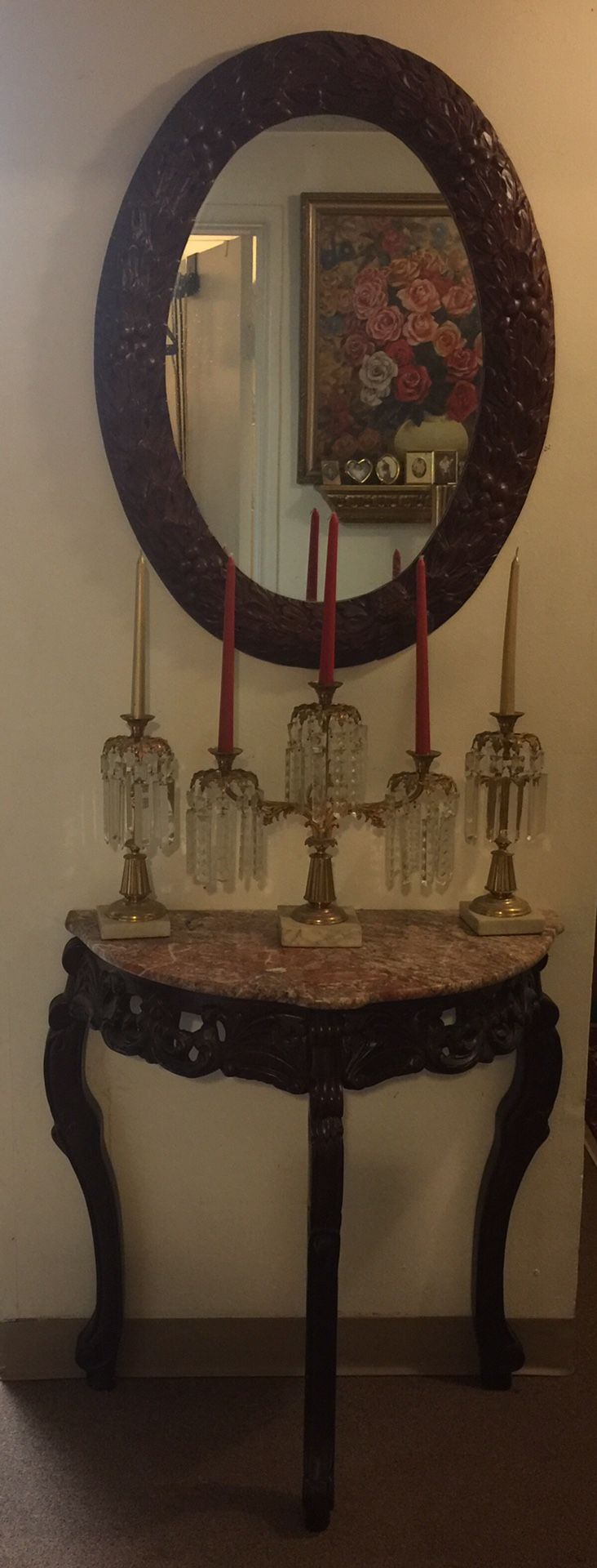 Beautiful antique candelabra SeT Crystal metal Marble only tha candelabro set the candles no included