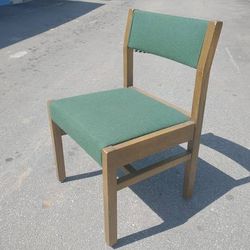 (2) Vintage Green Fabric Library Chairs - Originally Made in NC!
