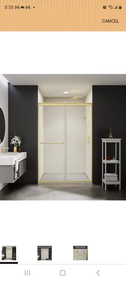 Comfystyle 44-48 in.W x70 in.H Semi-Frameless Sliding Shower Door in Brushed Gold
