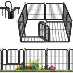 24in x 17ft Decorative Garden Fence Rustproof Folding Fencing Landscape Patio Flower Bed Animal Barrier Border for Dog Outdoor Fences Black