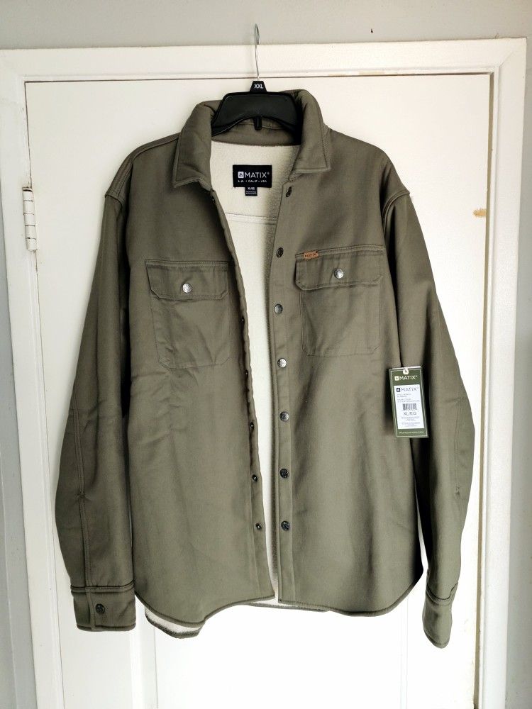 Men's Sherpa Jacket XL Army Green Chamarra