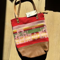 Women's Tote Wool - Pink/leather