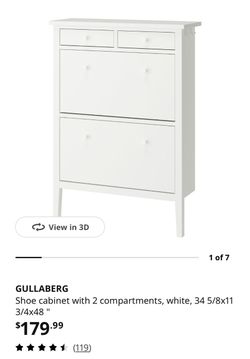 IKEA GULLABERG White Shoe Cabinet 2 upper Compartments