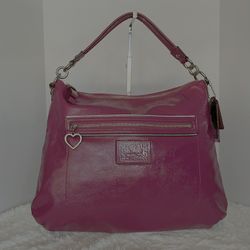 ✨Coach Poppy Daisy Liquid Gloss Berry purse Tote/Shoulder/Crossbody Bag - F20108 ✨