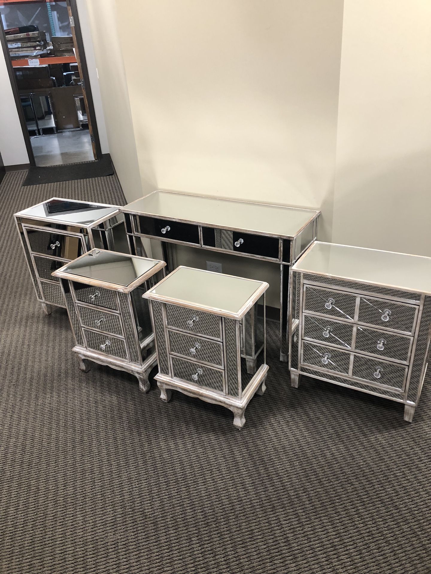 Mirrored Nightstands, End Tables, Desk, Tv Stands, Vanities - BRAND NEW- Sold Individually Or As A Set