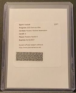 2025 Donruss Elite Mystery Rookie 6 Mystery Rookies Redemption