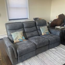 Set of 2 Blue Reclining Couches