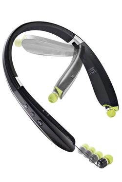 Foldable Bluetooth Headset Headphones, Wireless Sports Neckband with Retractable Earbuds