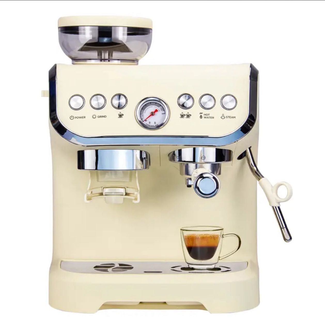 MIROX Espresso Machine Coffee With Milk Frother Steam Wand,Built-In Bean Grinder