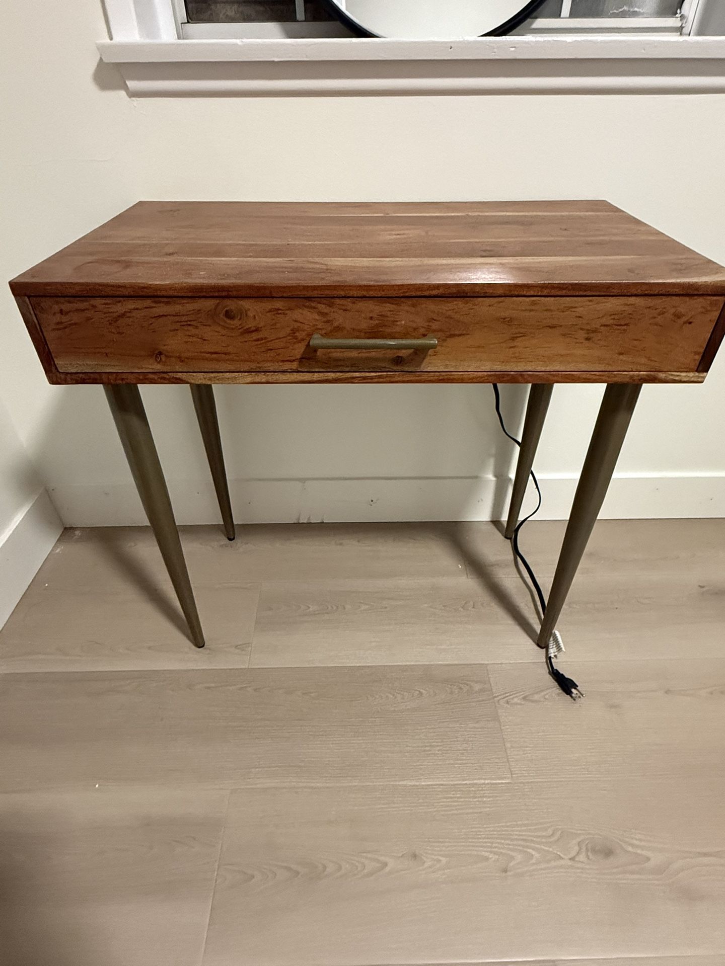 Mid century Modern Desk Walnut And Brass