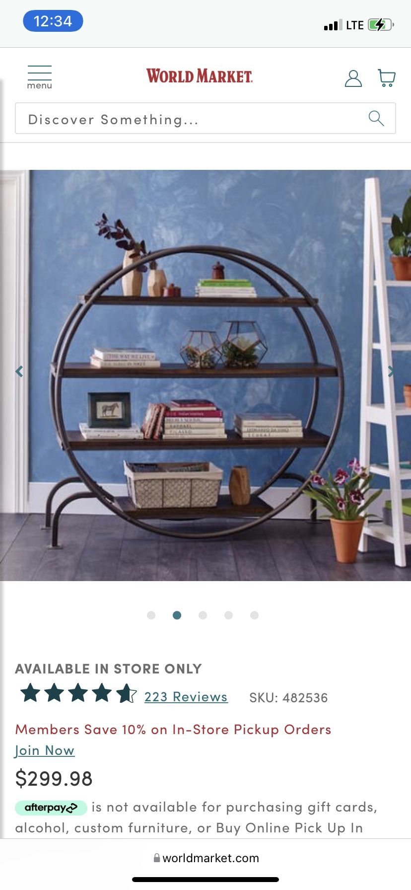 World market round sale bookshelf